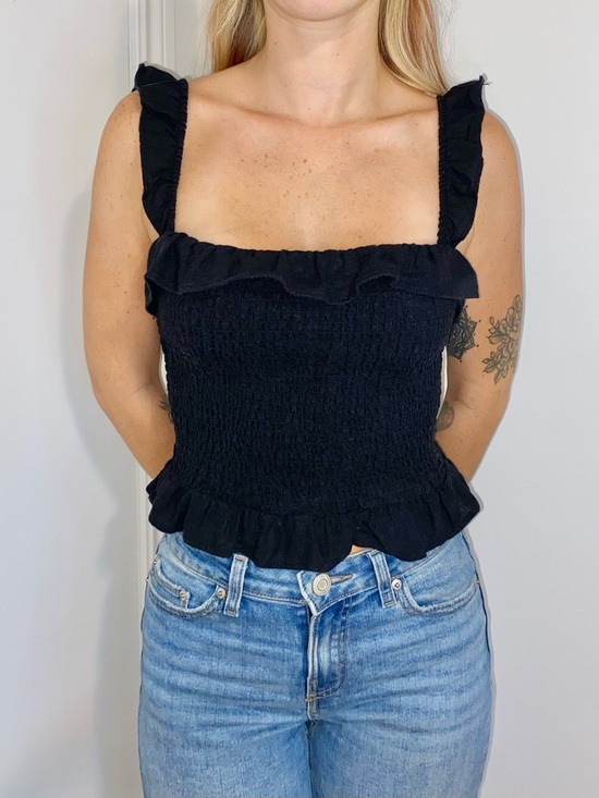 Aeropostale Tops - Aeropostale Black Smocked Ruffle Camisole
